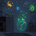 Miniatyrbild 1 av 5: Glow in the Dark Fairy Väggdekaler, Stjärnor och Måne Lysande Ljus Färgglada Väggdekaler PVC-dekaler för Pojkar Flickor Sovrum Barnkammare