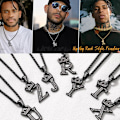 Miniatyrbillede 7 af 7: Krone Initial A-Z Halskæde, Iced Out Bogstav Vedhæng med 22-24 Tommer Kæde, Mænd Kvinder Bling Hip Hop Alfabet Navn Smykker Gave Store Initialer Halskæder R Black