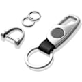 Miniatyrbillede 1 af 7: Karabinhage nøglering, nøgleringe til bilnøgle med 2 nøgleringe og anti-tabt D-ring, multifunktionelle nøgleringe til mænd og kvinder-sølv (sort læder) Silver Black Leather