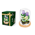 Miniatyrbild 5 av 5: Växtbyggstenar Miniatyr DIY Byggstenar Bukett Krukväxter Prydnader Dekoration Leksaker med Skyddande Överdrag Tulip