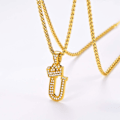 Miniatyrbillede 5 af 9: Krone Initial A-Z Halskæde, Iced Out Bogstav Vedhæng med 22-24 Tommer Kæde, Mænd Kvinder Bling Hip Hop Alfabet Navn Smykker Gave Store Initialer Halskæder U 18K Gold