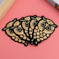 Miniatyrbild 4 av 10: 10 st uggla broderad lapp guld liten djur uggla kläder applikation märke för kläder klänning väska
