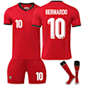 Miniatyrbillede 1 af 2: UEFA Euro 2024 Portugal Fodboldtrøjer Børns fodboldsæt No.10 Bernardo 24