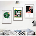 Miniatyrbild 6 av 8: Sommar Flamingos Väggkonst Canvas Tryck Affisch, Enkelt Mode Konst Ritning Dekor
