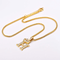 Miniatyrbillede 3 af 9: Krone Initial A-Z Halskæde, Iced Out Bogstav Vedhæng med 22-24 Tommer Kæde, Mænd Kvinder Bling Hip Hop Alfabet Navn Smykker Gave Store Initialer Halskæder H 18K Gold