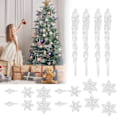 Miniatyrbillede 10 af 10: Jule Snefnug Dekorationer Akryl Icicle Vedhæng Juletræ Fest Pynt