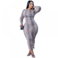 Miniatyrbillede 4 af 9: ess Dame Mode Casual Trykt Plisseret Kjole (Lilla 3XL)