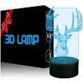 Miniatyrbild 1 av 7: 3D Illusion Lamp LED Deer Nattljus Djur Leksaker 7 Färg Ch