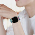 Miniatyrbilde 4 av 4: 4-delt elastisk nylonrem kompatibel med Fitbit Versa 3 / Fitbit Sense, justerbar elastisk stoff smartklokke sportsrem (BohoRainbow/Green Arrow