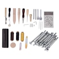 Miniatyrbilde 3 av 10: Lærbearbeidingssett 59stk DIY Making Clear Texture Rustfritt Stål Bøk Tre Lærhåndverktøy for Kunstprosjekt