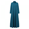 Miniatyrbillede 4 af 5: Fashion Kvinder Høj  Langærmet Kjole Lang Nederdel (Blå 2XL)