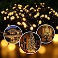 Miniatyrbild 6 av 6: Strålkastare Små Fe Vattentäta Solstrålkastare för Utomhus Hristmas Trä Halloween Trädgård Uteplats Bröllopsfest（12 meter med 100 lampor） Colourful Light