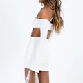 Pikkukuva 3 / 8: Up Backless Ruched Criss Cross Cutout Short Dresses(White L)