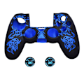 Miniatyrbillede 1 af 2: PS4-controller-skins, silikone-controller-cover-skin-beskytter kompatibel /PS4 Slim/PS4 Pro-controller (tommelfingerhættegreb x 2)