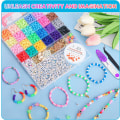 Miniatyrbilde 5 av 7: 5800 PCS Leireperler Armbånd Lagingssett, 24 Farger Flat Preppy Perler for Vennskap Smykke Laging, Polymer Heishi Perler med Charms DIY Kunst og Håndverk