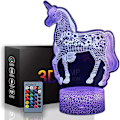 Miniatyrbild 1 av 7: Coola saker för sovrum Unicorn 3D visuell lampa Touch LED Ta