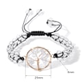 Miniatyrbillede 2 af 6: Gem Halvædelsten Krystal Runde Perler Justerbar Flettet Makrame Kvaster Armbånd - Håndlavet Boho Wrap Armbånd til Kvinder Mænd White
