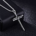 Pikkukuva 2 / 5: Ristiriipus miehille Ristiriipus VOIMAA Raamatun jae Ruostumattomasta teräksestä valmistettu kaulakoru Layered Silver Cross