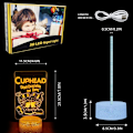 Pikkukuva 5 / 5: Cuphead Mugman 3D Yövalo, 16 Väriä Vaihtuva Cartoon USB Työpöytälamppu Mecup ja Brocup Illuusiovalaistus