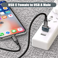 Miniatyrbild 4 av 5: USB C-hona till USB-hane-adapter, typ A-laddningskabelströmomvandlare för iPhone 11 12 13 Pro Max Mini