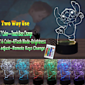Miniatyrbilde 2 av 8: Lilo og Stitch Lampe for Soverom 3D Visuell Tegneserie LED Nattelys 7 Farger USB Berøringsfjernkontroll Endre Romdekorasjon Bord Stemnings Lava Baby Sove Lys