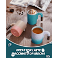 Miniatyrbillede 5 af 7: Vintage Kaffekrus - 414 ml Latte Kop med Træhåndtag til Cappuccino Latte Art Drikkevarer Elegant Keramisk Te- og Kaffekrus Sød Idé Blue and White