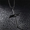 Pikkukuva 4 / 7: Ristiriipus miehille Ristiriipus VOIMAA Raamatun jae Ruostumattomasta teräksestä valmistettu kaulakoru Layered Black Cross