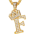 Miniatyrbillede 1 af 8: Krone Initial A-Z Halskæde, Iced Out Bogstav Vedhæng med 22-24 Tommer Kæde, Mænd Kvinder Bling Hip Hop Alfabet Navn Smykker Gave Store Initialer Halskæder F 18K Gold