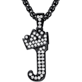 Miniatyrbillede 1 af 7: Krone Initial A-Z Halskæde, Iced Out Bogstav Vedhæng med 22-24 Tommer Kæde, Mænd Kvinder Bling Hip Hop Alfabet Navn Smykker Gave Store Initialer Halskæder J Black