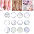 Miniatyrbild 7 av 7: 12 rutnät glitter paljetter set handgjorda DIY nagelkonst glitter paljetter dekaler set 3D nagelkonst dekorationer White
