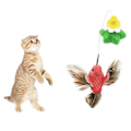Miniatyrbild 1 av 5: Elektrisk kattretande pinne rolig interaktiv fågel blomma design elektrisk katt leksak för inomhus utomhus