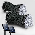 Miniatyrbillede 1 af 7: 2 Pakke Solcellelyskæder Udendørs, 200 LED Ekstra Lang 72FT Solcelledrevne Lys med 8 Lystilstande, Vandtæt Udendørs Belysningsdekoration til Ga Cold White
