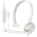 Miniatyrbilde 1 av 7: HW02 USB-headset med mikrofon, støydemping og innebygd kontroll, superlett, ultrakomfortabelt datamaskinheadset for bærbar PC, kablet kontorheadset for øret White