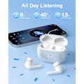 Pikkukuva 5 / 6: Langattomat nappikuulokkeet Bluetooth-kuulokkeet, 40 tunnin toistoaika Stereo IPX5 vedenpitävät nappikuulokkeet, LED-virranäyttö Langattomat nappikuulokkeet mikrofonilla White