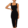 Miniatyrbillede 2 af 8: Split Thigh Tank Kjole Bodycon Festkjoler (Sort M)
