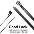 Miniatyrbilde 4 av 5: Løse gjenbrukbare strips 12 tommer Heavy Duty strips tykke sorte kabelstrips gjenbrukbare 100 stk 50lb strekkfasthet nylon kabeltrådbånd for multi