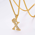 Miniatyrbilde 5 av 8: Krone Initial A-Z Halskjede, Iced Out Bokstavanheng med 22-24 Tommers Kjede, Menn Kvinner Bling Hip Hop Alfabet Navn Smykker Gave Store Initialer Halskjeder X 18K Gold
