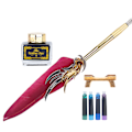 Pikkukuva 5 / 10: Sulkakynä kalligrafia kirjoitus Vintage Set Metal Retro Dip Quill Kit mustepussi SP270Burgundy