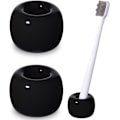 Miniatyrbillede 1 af 7: Slank Mini Keramisk Tandbørsteholder Stativ til Badeværelsesforfængelighed Bordplader (Sort 2-pak) 2Black