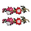 Miniatyrbillede 9 af 10: Blomster Patch 2 Blomster Lyse Farvet Polyester Special Mønster Broderet Patch til Tasker Tøj Nederdele Sko Rød