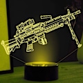 Miniatyrbillede 2 af 4: 3D Pistol Natlampe Led Berøringskontakt Dekoration Bord Skrivebord Optisk Illusion Lamper 7 Farve Skiftende Lys LED Bordlampe Jul Hjem Kærlighed Fødselsdag Børn K