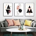 Miniatyrbillede 1 af 4: Marmor Tekstur Geometrisk Patchwork 1 Vægkunst Lærredstrykplakat, Simpel Abstrakt
