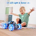 Pikkukuva 7 / 8: LED-kauko-ohjattava auto, 4WD 2,4 GHz:n eleohjattava eleohjattava temppuauton, kaksisuuntainen 360 asteen pyörivä muuntautuva maastoauto valolla, leluautot pojille ja tytöille Blue