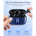 Pikkukuva 3 / 6: Langattomat nappikuulokkeet Bluetooth-kuulokkeet, 40 tunnin toistoaika Stereo IPX5 vedenpitävät nappikuulokkeet, LED-virranäyttö Langattomat nappikuulokkeet mikrofonilla Blue