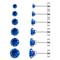 Miniatyrbild 1 av 5: 7 Par Hypoallergena Örhängen i Kirurgiskt Stål med Gänga för Brosk, Helix, Lobe | Cubic Zirconia Platt Baksida Örhängen för Kvinnor | Royal blue