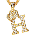 Miniatyrbillede 1 af 9: Krone Initial A-Z Halskæde, Iced Out Bogstav Vedhæng med 22-24 Tommer Kæde, Mænd Kvinder Bling Hip Hop Alfabet Navn Smykker Gave Store Initialer Halskæder H 18K Gold
