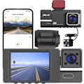 Miniatyrbild 1 av 9: Dash Cam - 3-kanals Dash Cam, 1080P Dash Cam fram, bak och inuti, trippel Dash Cam, bil DVR med 170 ° vidvinkel, G-sensor, 24 timmars parkering, loopinspelning