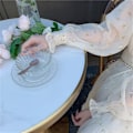 Miniatyrbillede 6 af 8: Prikket Chiffon Kjole Temperament Fritid Ferie(XL)