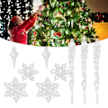 Miniatyrbillede 9 af 10: Jule Snefnug Dekorationer Akryl Icicle Vedhæng Juletræ Fest Pynt