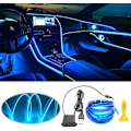 Pikkukuva 1 / 6: Auton sisätilojen LED-nauhavalot, USB-neonvalo, vilkkuva elektroluminesenssijohtovalo 6 mm:n ompelureunalla, tunnelmavalaistus (5 m/16,5 jalkaa, sininen)